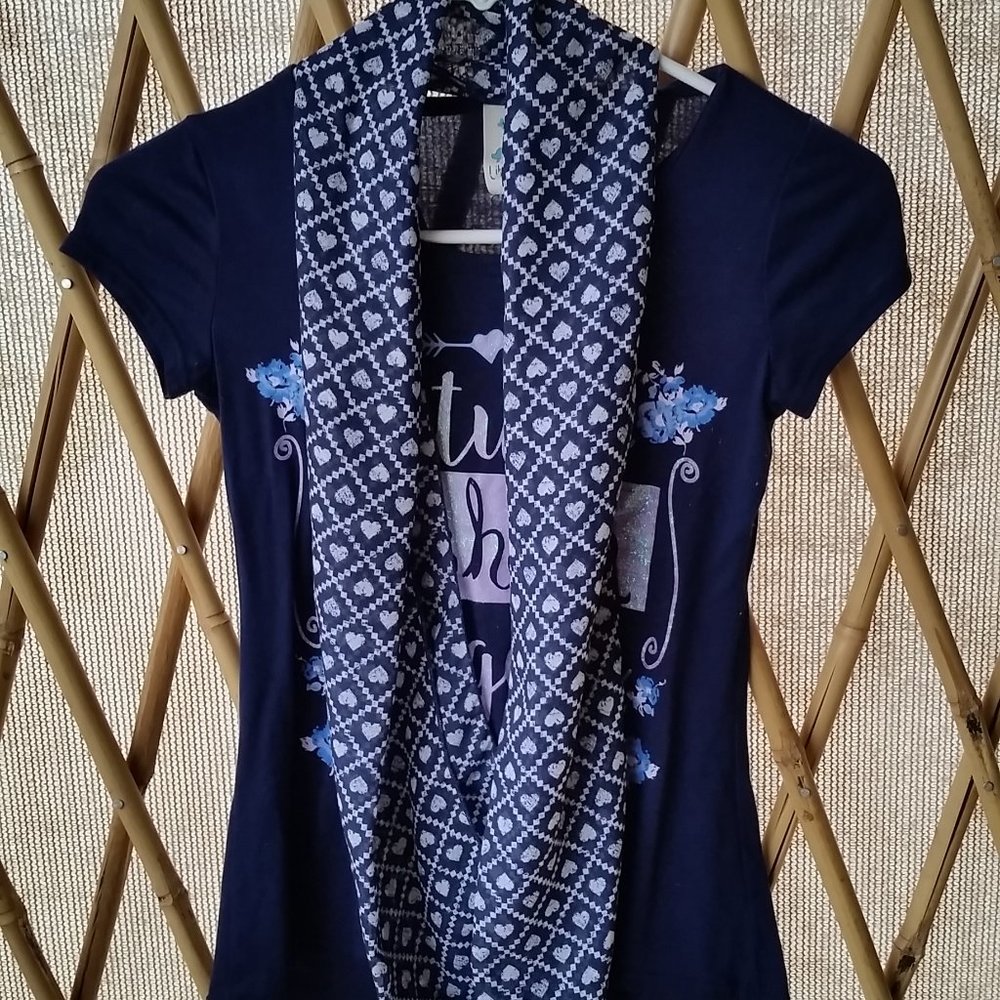 Navy Blue Tshirt with matching Scarf